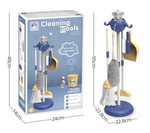 어린이 시뮬레이션 생활 청소 도구 세트 장난감 만화 미니 가사 용품 키트 빗자루 걸레 양동이 어린이 놀이터 장난감