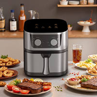 Friteuse à air carrée manuelle en acier inoxydable avec commande par bouton, 10L, appareil de cuisine électrique pour utilisation en voiture, facile à nettoyer, chauffage rapide