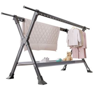 Tendedero de ropa de aleación de aluminio, de pie, plegable, vertical, móvil, de lujo ligero, para balcón. - Product Image 3