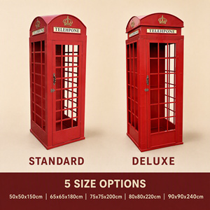 Cabina Telefonica Rossa da Esterno Versioni Standard e Deluxe Dimensioni Personalizzate da 50x50x150cm a 90x90x240cm per Arredo Urbano - Product Image 6