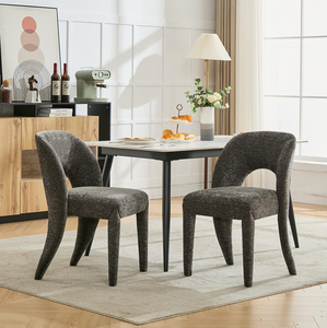 Ensemble de 2 chaises de salle à manger modernes en chenille grise imperméables avec dossier pour la maison, le bureau et l'appartement - Product Image 5