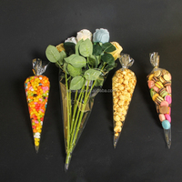 100 pièces sacs de bonbons transparents en cellophane sacs de pop-corn Triangle en plastique avec attaches torsadées pour biscuits faits à la main