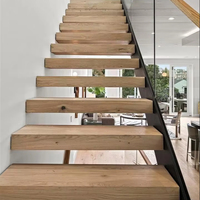 Escalier moderne en bois massif de style australien avec marches en verre et marbre, éclairage LED pour appartements intérieurs - Design écologique