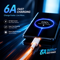 Cable de Datos Tipo-C 6A de Carga Ultra Rápida con Núcleo de Cobre Puro, Suministro Directo de Fábrica, Precio Accesible, Buena Calidad