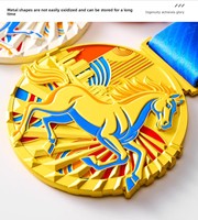 Médaille de championnat de basketball personnalisée en cuivre, thème Année du Cheval, pour enfants, pour compétitions de marathon