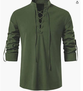 <span class=keywords><strong>Chemise</strong></span> Homme Médiévale en Coton et <span class=keywords><strong>Lin</strong></span>, Manches Longues, Style Hippie Décontracté, Col Montant Uni, Style Européen et Américain, <span class=keywords><strong>Chemise</strong></span> Transfrontalière - Product Image 4