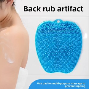 Multi-Functional Bathroom Bath <b>Brush</b> and Foot Mat <b>Back</b> Lazy Suction Cup Stick with Rubbing Hands Pad - Product Image 2
