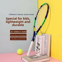 Ensemble de raquettes de tennis junior en alliage d'aluminium avec cordage en nylon pour enfants, 21, 23, 25 pouces, ultra-légères, kit de rebond pour entraînement solo