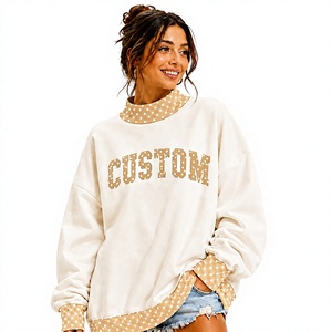 Sweat-shirt à col montant surdimensionné à pois personnalisé en tissu polaire respirant de qualité supérieure pour femmes - Product Image 1