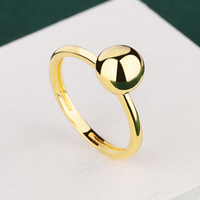Bijoux de mode pour femmes, bague classique en cuivre plaqué or 18 carats, sphère ronde lisse, charme mignon, bague de fiançailles, bague de mariage