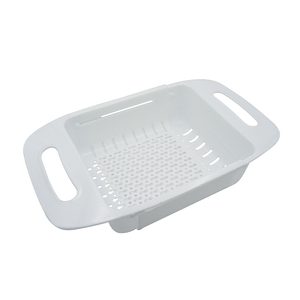 <b>Sink</b> <b>Basket</b> 35x19x8 Cm Extendable To 47 Cm White Plastic Vegetable Fruit Colander For Any <b>Sink</b> - Product Image 1