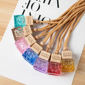 Customizable Empty Glass Bottle 8ML 10ML Round Shape with Wooden Lid Portable Mini Hanging Bottle for Car <b>Perfume</b> Packaging - Product Image 5