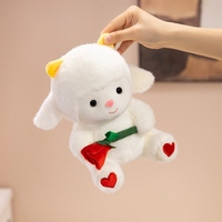 Peluche Mouton Blanc Doux et Moelleux, Agneau Assis, Animal de la Ferme, Poupée Rembourrée avec Rose Rouge pour la Saint-Valentin, Décoration de Canapé, Cadeau d'Amour