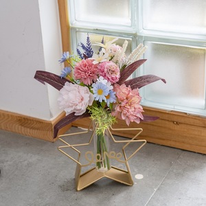 CallaFloral Fleurs Artificielles Arrangement en Vase Étoile Décoration Maison Bouquet de Mariage Rose Bleu Composition Florale CF01454A - Product Image 1