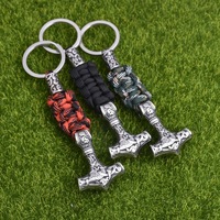 Porte-clés Viking Mjolnir en acier inoxydable avec ancre de bateau et breloque parapluie, design tressé pour pendentif de voiture ou bijou