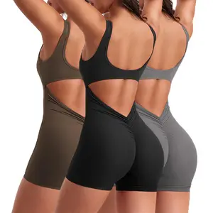 Vente chaude Combinaisons Scrunch Butt Shorts Backless Design Respirant Yoga Fitness Vêtements de sport pour l'entraînement