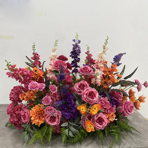 Arrangement floral de sol en rose <span class=keywords><strong>rouge</strong></span> artificielle personnalisée, boule de fleurs, centre de <span class=keywords><strong>table</strong></span> de fête de mariage avec <span class=keywords><strong>chemin</strong></span> de fleurs rouges - Product Image 3