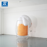 Modèle de gobelet à bière gonflable personnalisé à double couche en PVC transparent pour la publicité lors de festivals de bière en plein air, événements et décoration paysagère