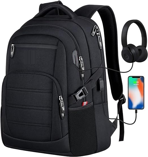 Travel Laptop Backpack Business Water Resistant Laptop Bag Computer Interlayer with USB Charging Port College Bag for Men&Women