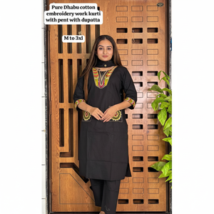 Costume traditionnel de bureau pour femmes de style indien en coton ethnique avec un design d'impression époustouflant Ensemble Kurti pour mariage, fête festive - Product Image 1