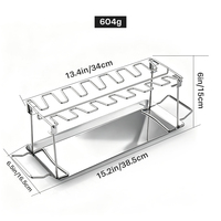 CUISYERA Support de cuisson en acier inoxydable pour cuisses de poulet, 14 emplacements, pour barbecue, ailes de poulet, cuisses de poulet, support de rôtissage pour fumoir