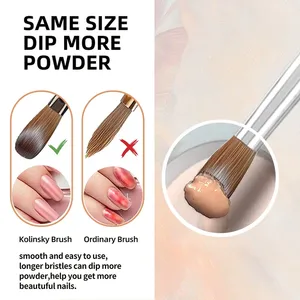 Prue Kolinsky Acrylic Nail Brush Oval Round <b>Head</b> Spliced Wood Handle Professional Salon Quality for Acrylic Powder Size 8-20# - Product Image 4