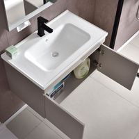 Meuble-lavabo mural moderne avec vasque en céramique et miroir inclus, design étanche