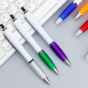 Meilleur stylo bille promotionnel pas cher avec logo personnalisé, corps en plastique 1,0 mm, orange jaune, imprimé sur mesure pour l'école et le bureau - Product Image 1