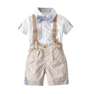 Conjuntos de Ropa para Niños, Elegantes Conjuntos de Pantalones con Tirantes y Corbata de Moño para Bebés - Product Image 1