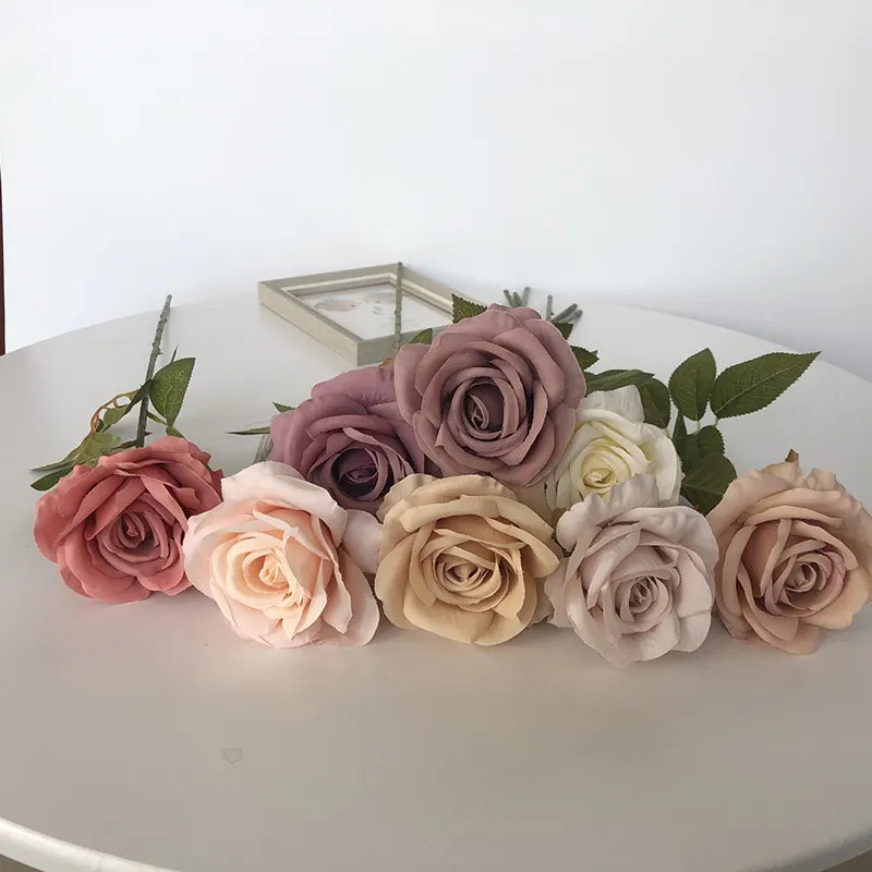 Fashion Autumn roses wedding blush pink flowers foreign trade single dusty Pink Artificial Rose