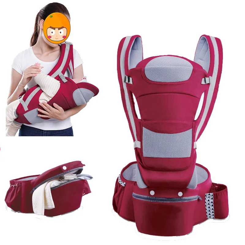 Portabebés ergonómico con asiento de cadera, mochila envolvente de alta calidad