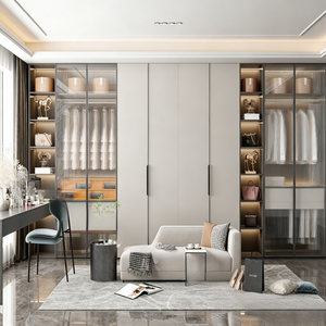BALOM Dressing contemporain sur mesure avec <span class=keywords><strong>aménagement</strong></span> personnalisable et éclairage intégré pour maisons de luxe - Product Image 5