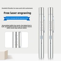 Lampe torche laser USB rechargeable en acier inoxydable, lumière rouge et verte, longue portée, pour extérieur, pointeur de table de sable, torche longue portée