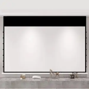 شاشة عرض السينما المنزلية بوصة مع جهاز تحكم عن بعد بمحرك شاشة عرض بعلامة تبويب مشدودة