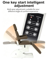 Fauteuil/Lit de Massage Électrique Noir de Luxe à 4 Moteurs pour Soins du Visage, Esthétique, Épilation, Spa, Salon de Beauté