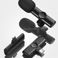 Microphone cravate à condensateur sans fil K11 2.4G double intelligent à réduction de bruit pour diffusion en direct/studio/vlog extérieur avec LED portable