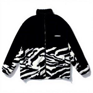 Fashionable Eco-Friendly Sherpa <b>Fleece</b> Canvas Winter <b>Jacket</b> Unisex Custom Design Full Zipper Stand Collar Loose Casual - Product Image 1