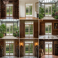 Puerta Francesa de Madera Sólida para Terraza, Maximiza la Luz Natural, Rejillas Clásicas, Aislamiento Térmico para Exteriores, Hecha a Medida, Doble