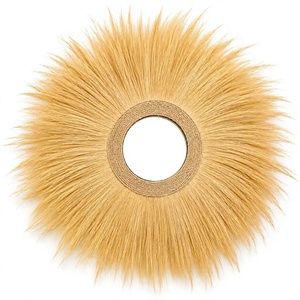 Miroir mural rond bohème avec cadre en rotin naturel en forme de soleil, fait main, durable, écologique, décoration de mariage, grande taille - Product Image 1