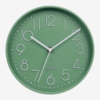 Promotion horloge murale ronde silencieuse en plastique, pas cher, personnalisé, en relief 3D, moderne, vente en gros, petite horloge de chambre d'enfant