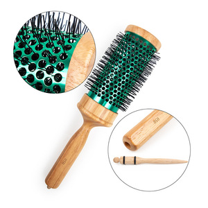 Runde Haarbürste mit Holzgriff, Aluminium-Nylon-Borsten, Hitzebeständig, für Volumen, Locken und Föhnen, Styling Brosse Ronde Bois - Product Image 4