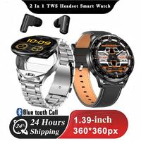 Montre connectée 2-en-1 T97 2026 avec écouteurs sans fil pour hommes et femmes, suivi de santé sportif, réduction du bruit, casque BT