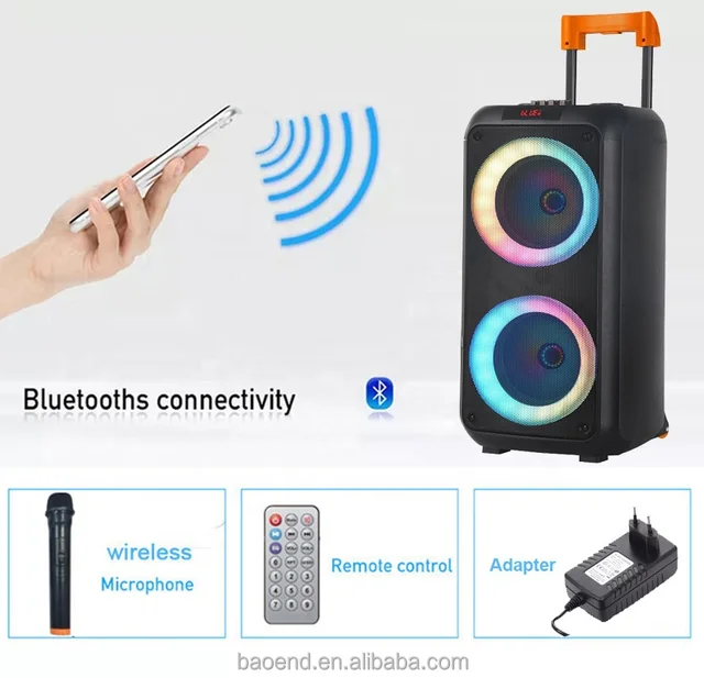 Lauson LLX35 Enceinte Bluetooth Portable Puissante | Lumières LED de  Couleurs | Grosse Enceinte Karaoke | Haut-parleurs Trolley Portables |  Batterie