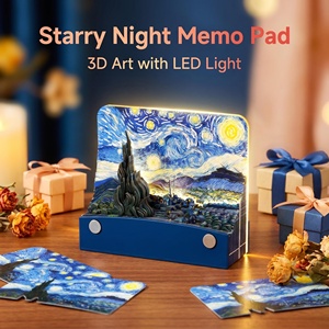 Bloc-notes 3D personnalisé Van Gogh Nuit étoilée avec lumière LED, papier artistique, bloc-notes mémo CE RoHS OEM - Product Image 2