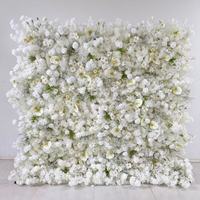 Panneau décoratif mural personnalisé en soie artificielle blanche, motif fleurs de rose du matin, écologique, pour mariage et Noël