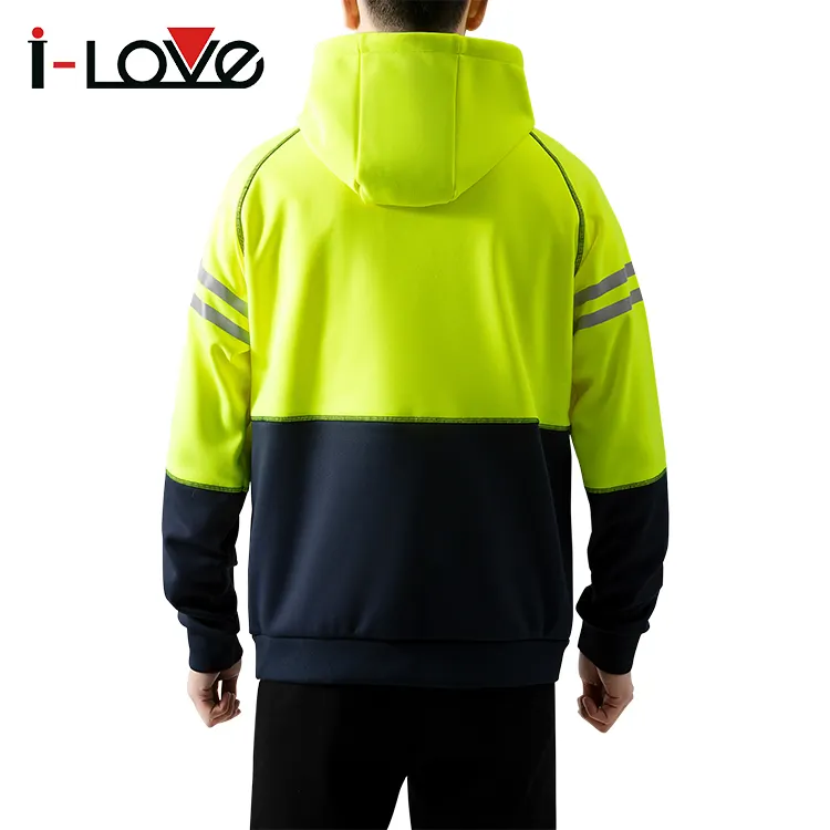 Fabbrica all'ingrosso Logo personalizzato costruzione di sicurezza invernale felpe riflettenti abbigliamento da lavoro Workwear felpe con cappuccio fluorescenza