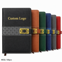 Carnet d'affaires en cuir PU avec logo personnalisé, fermeture magnétique, bande tissée texturée, boucle dorée creuse, journal, cadeau d'entreprise, agenda, planificateur
