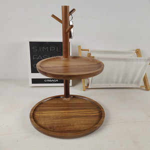 ถาดเก็บกุญแจไม้ทรงกลม ไม้เนื้อแข็ง สำหรับวางที่ทางเข้าบ้าน - Product Image 3