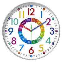 REIDA Horloge murale pour enfants, fonctionne à piles, horloge éducative pour enfants, idéale pour les chambres d'enfants, les salles de jeux