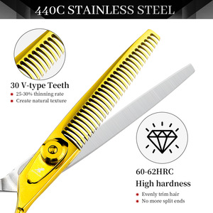 Tijeras de peluquería Nepson con mango dentado de 6,0 pulgadas, color dorado brillante, <span class=keywords><strong>CDM</strong></span> - Product Image 4